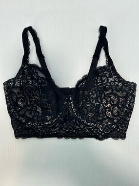 Prima Donna Twist Longline Bra 34F Women Lacey Black